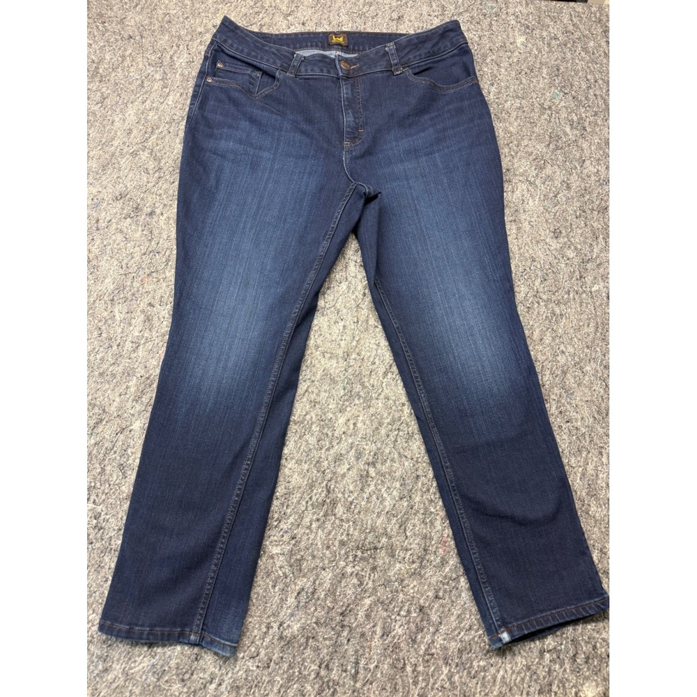 Lee Womens Dark Wash Straight Leg Stretch Denim Jeans Blue 18W 101WMTW2